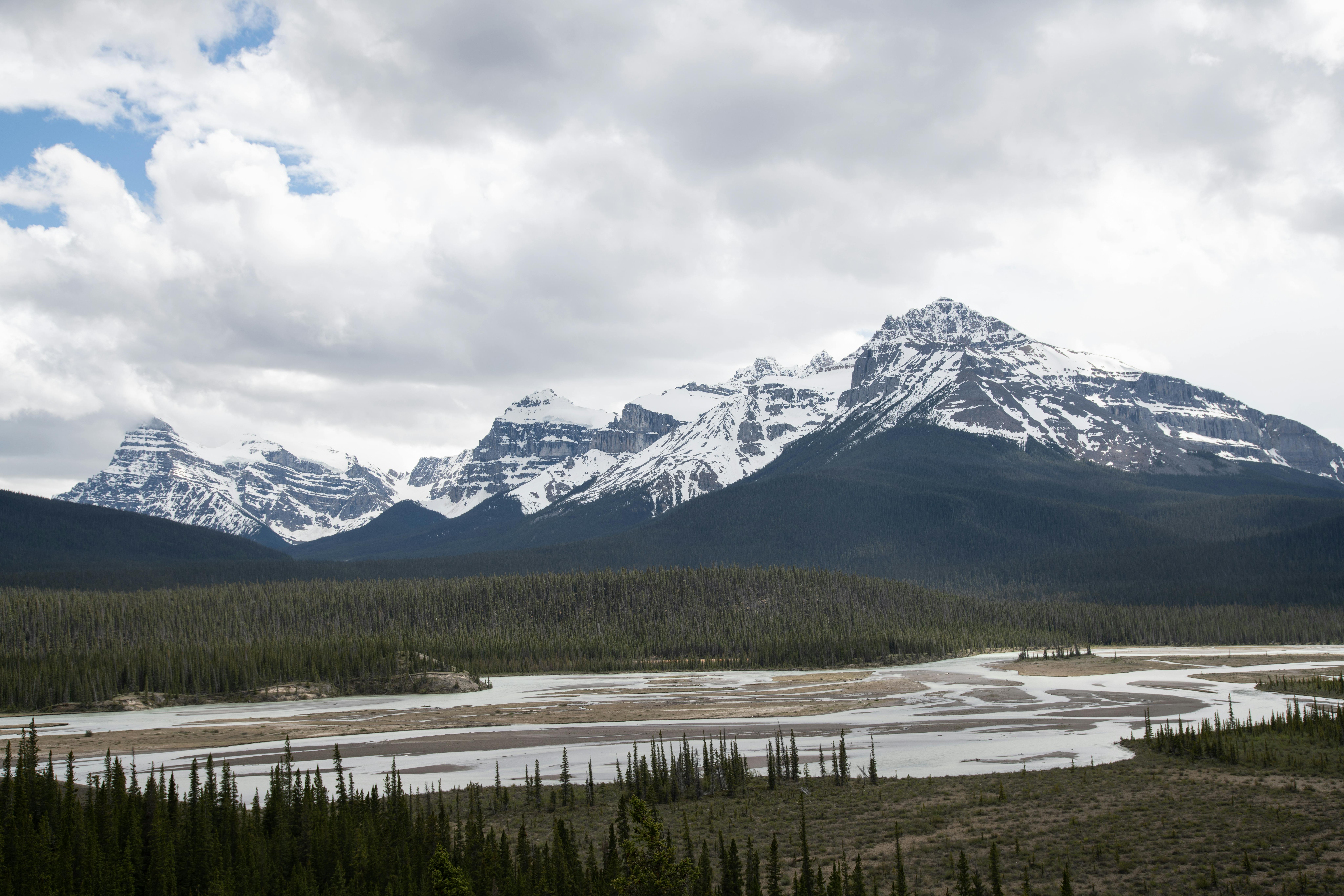 Canadian northern landscape — mountains, river and forest